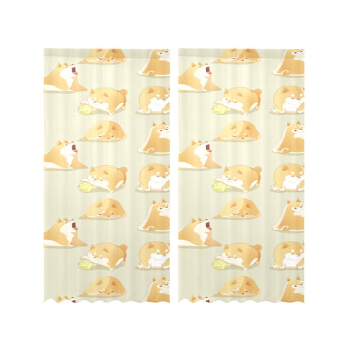 Cute fat shiba inu dog pattern Gauze Curtain
