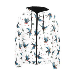 Swallow Pattern Print Design 04 Men's Padded Hooded Jacket