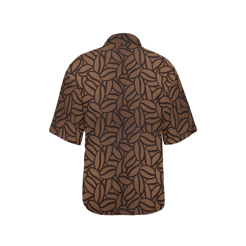 coffee bean pattern Women's All Over Print Hawaiian Shirt