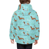 Dachshund decorative background Kids' Boys' Girls' Padded Hooded Jacket