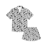 Crow dark floral pattern Kids' Boys' Girls' V-Neck Short Pajama Set
