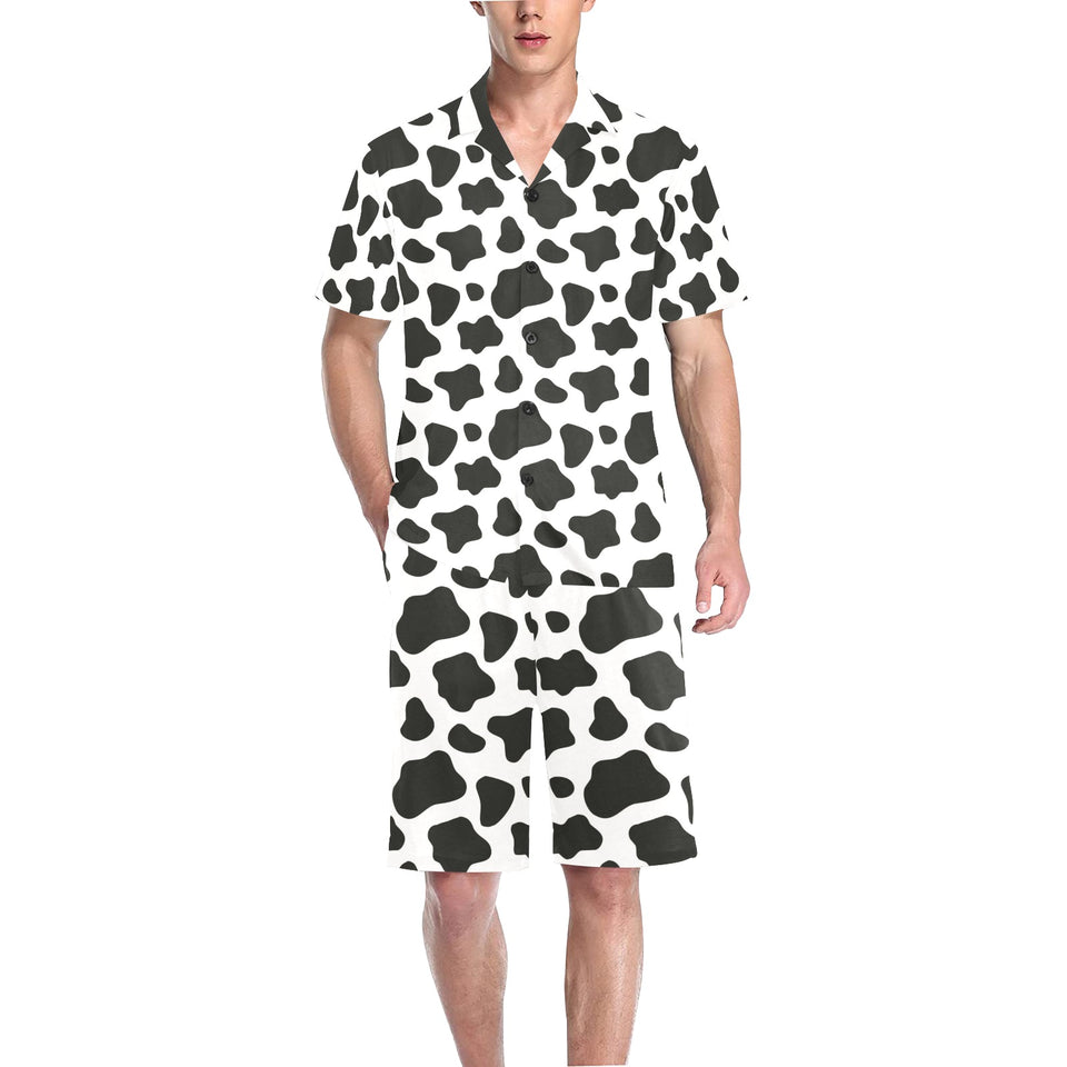 Cow skin pattern Men's V-Neck Short Pajama Set