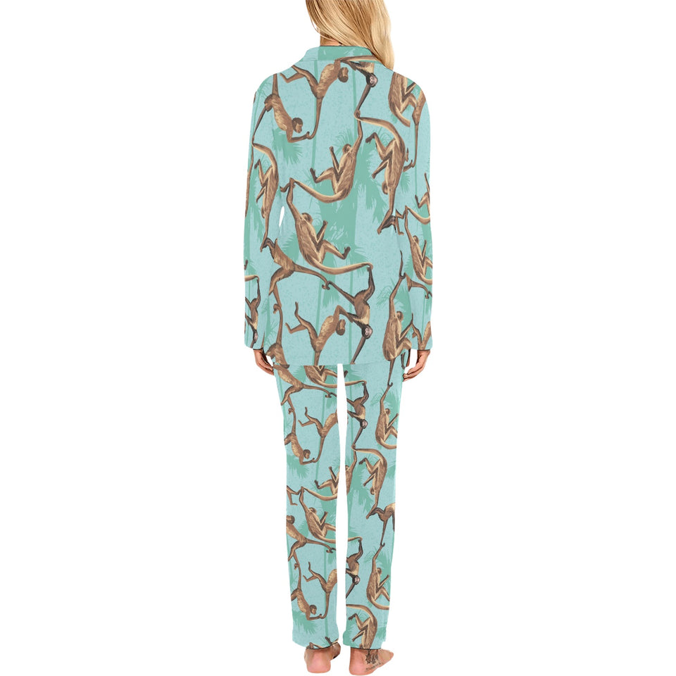 Monkey Palm tree background Women's Long Pajama Set