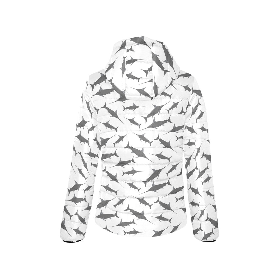 Swordfish Pattern Print Design 04 Women's Padded Hooded Jacket