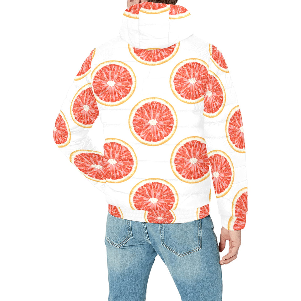 Grapefruit pattern Men's Padded Hooded Jacket