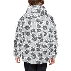 Sun Glasses Pattern Print Design 04 Kids' Boys' Girls' Padded Hooded Jacket