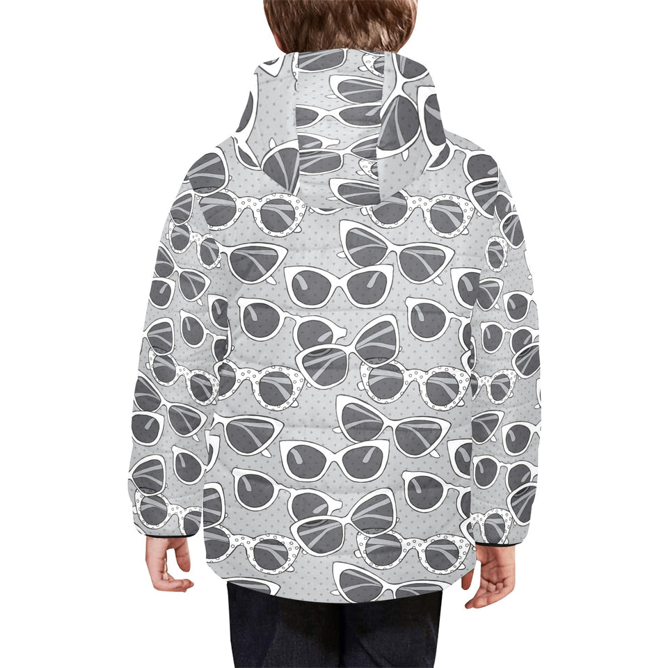 Sun Glasses Pattern Print Design 04 Kids' Boys' Girls' Padded Hooded Jacket