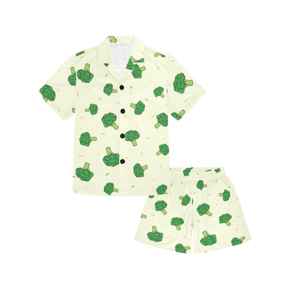 Broccoli pattern Kids' Boys' Girls' V-Neck Short Pajama Set