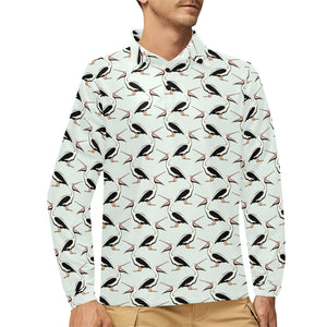 Pelican Pattern Print Design 02 Men's Long Sleeve Polo Shirt