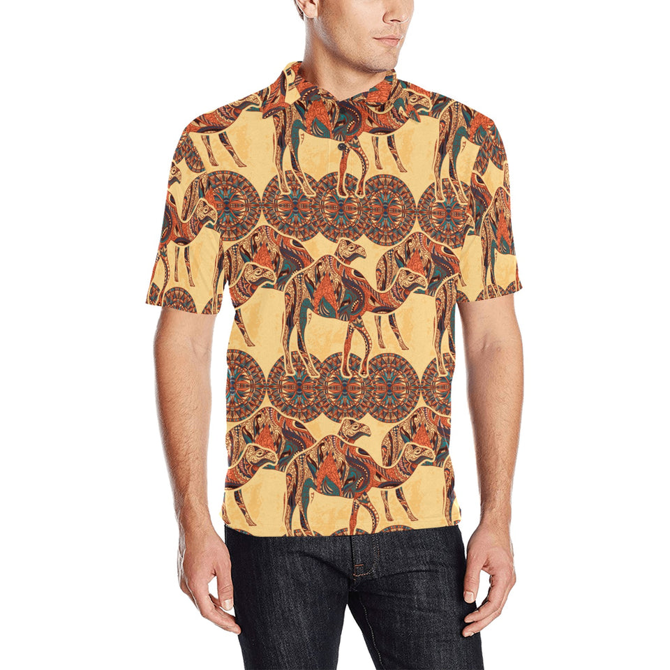 Camel polynesian tribal design pattern Men's All Over Print Polo Shirt