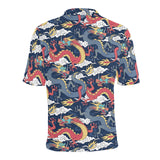 Blue red dragon cloud pattern Men's All Over Print Polo Shirt