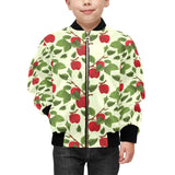 Red apples leaves pattern Kids' Boys' Girls' Bomber Jacket