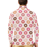 Colorful donut pattern Men's Long Sleeve Polo Shirt