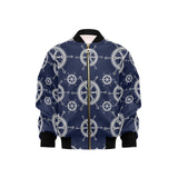 nautical steering wheel design pattern Kids' Boys' Girls' Bomber Jacket