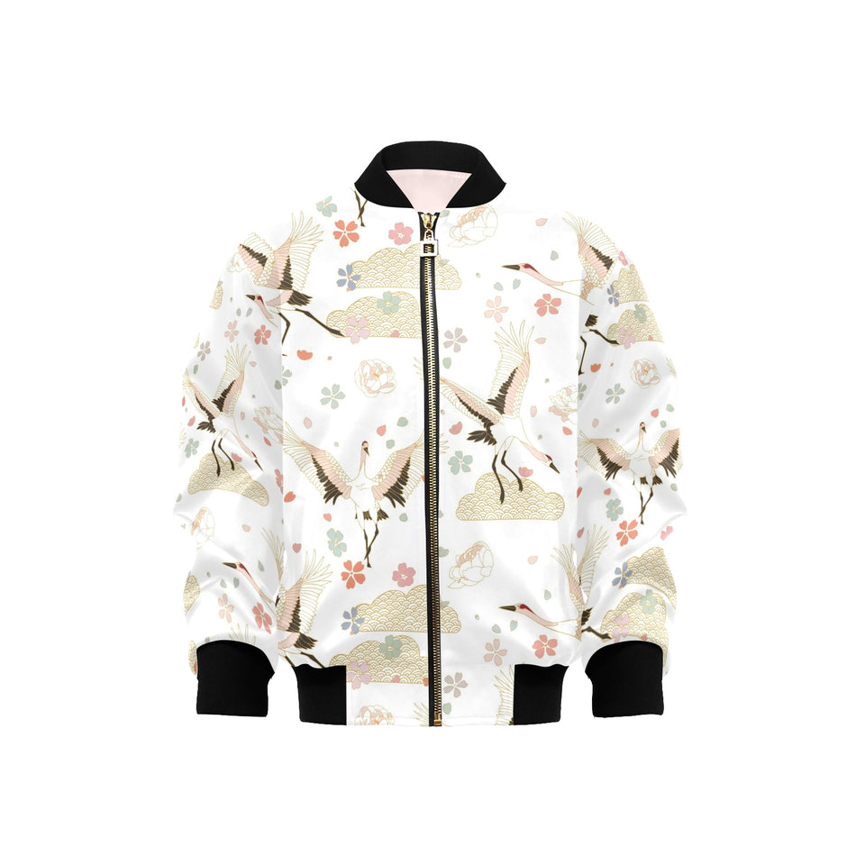 Beautiful Japanese cranes pattern Kids' Boys' Girls' Bomber Jacket
