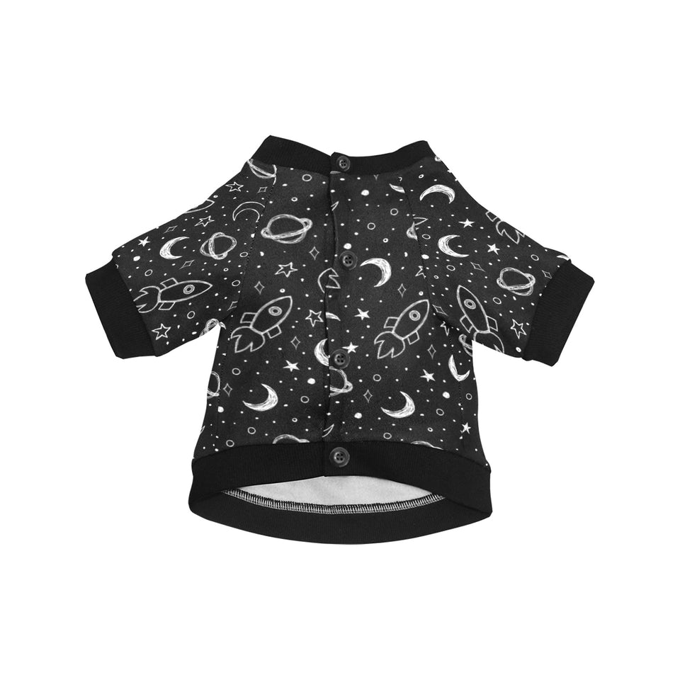 Hand drawn space rocket star planet All Over Print Pet Dog Round Neck Fuzzy Shirt