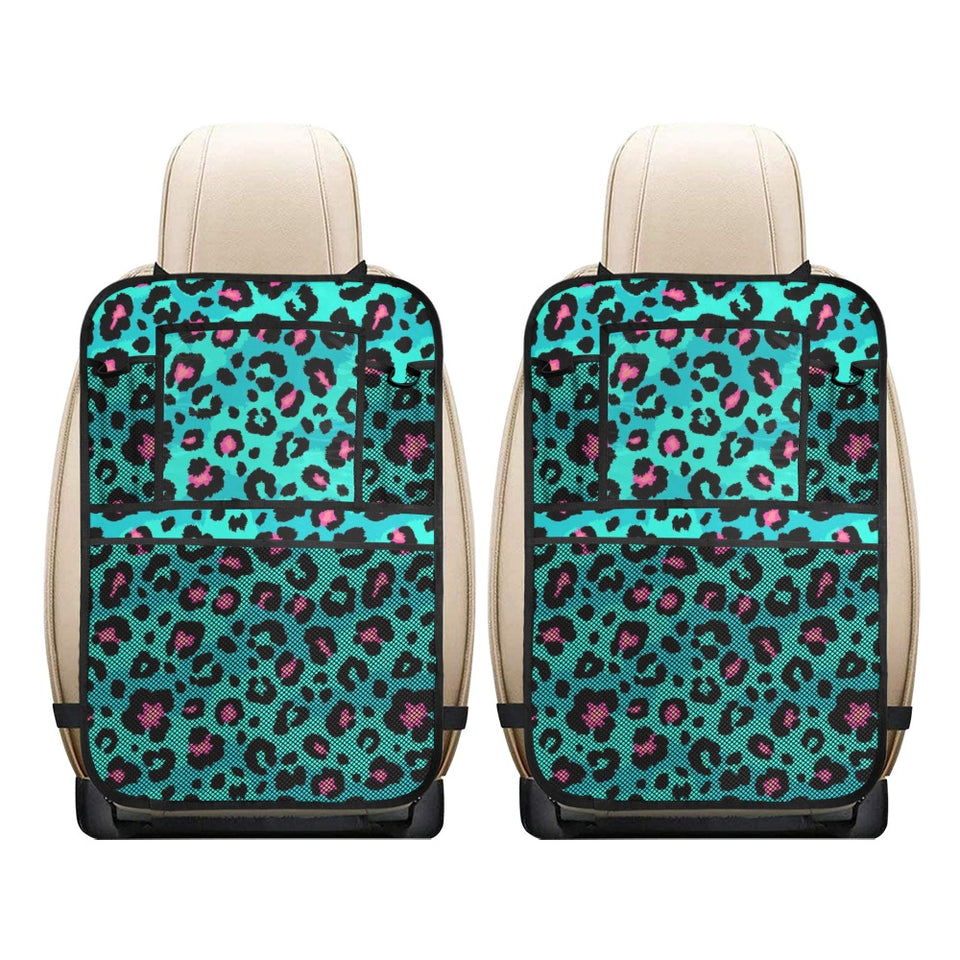 Green leopard skin print pattern Car Seat Back Organizer