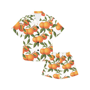 Oranges pattern background Kids' Boys' Girls' V-Neck Short Pajama Set