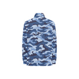 Blue camouflage pattern Women's Long Sleeve Polo Shirt