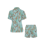 Monkey Palm tree background Women's V-Neck Short Pajama Set