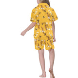 Bee flower pattern Kids' Boys' Girls' V-Neck Short Pajama Set