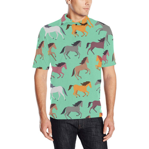 Colorful horses pattern Men's All Over Print Polo Shirt