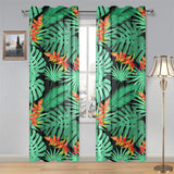 heliconia flower palm monstera leaves black backgr Gauze Curtain