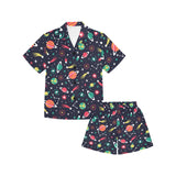 colorful space pattern planet star Kids' Boys' Girls' V-Neck Short Pajama Set