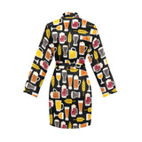 Beer type pattern Women's Long Sleeve Belted Night Robe