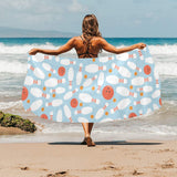 Bowling ball bowling pins blue blackground Beach Towel