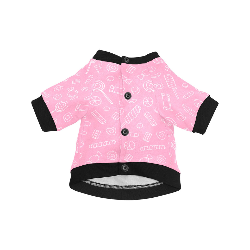 Sweet candy pink background All Over Print Pet Dog Round Neck Fuzzy Shirt