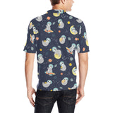 Cute sloth astronaut star planet rocket pattern Men's All Over Print Polo Shirt