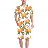 Oranges pattern background Men's V-Neck Short Pajama Set