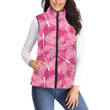 Beautiful dragonfly pink background Women's Padded Vest
