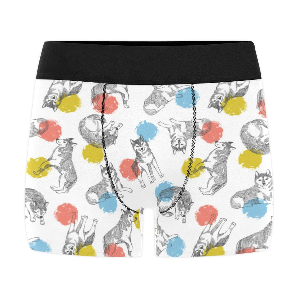 Siberian husky and colorful circle pattern Men's All Over Print Boxer Briefs Men's Underwear