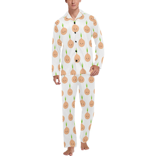cute onions smiling faces Men's Long Pajama Set
