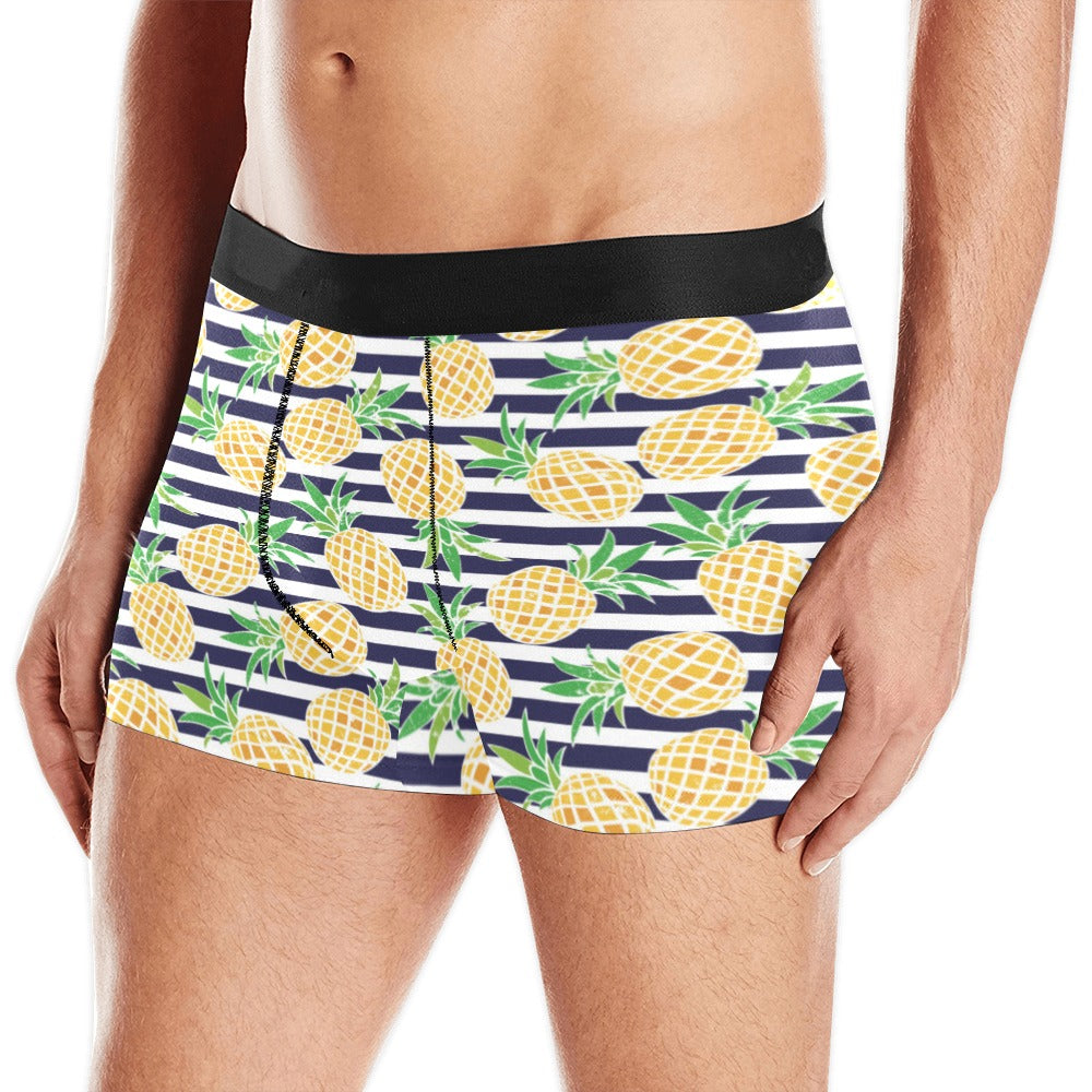 Pineapples pattern striped background Men's All Over Print Boxer Briefs Men's Underwear