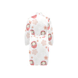 Daruma japanese wooden doll cherry blossom flower Men's Long Sleeve Belted Night Robe