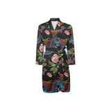Dragons flower pattern Men's Long Sleeve Belted Night Robe