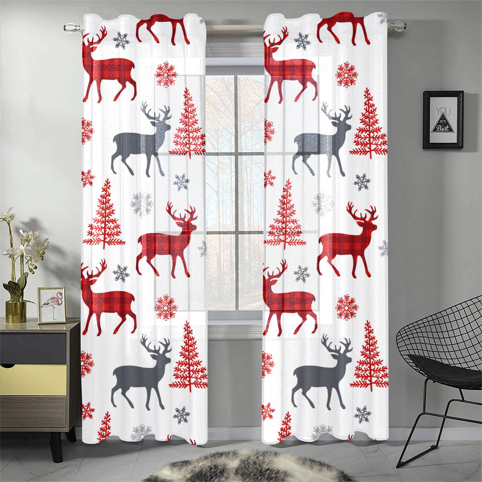 Deer tree snowflakes chrismas pattern Gauze Curtain