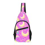 Moon pink rose background All Over Print Chest Bag