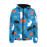 Colorful rhino pattern Men's Padded Hooded Jacket