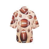 American football ball design pattern Women's All Over Print Hawaiian Shirt