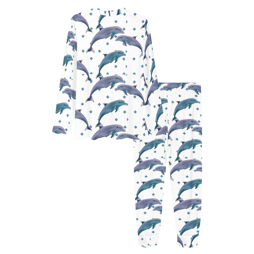 Dolphins pattern dotted background Women's All Over Print Pajama Set