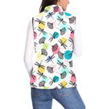 Dragonflies ginkgo leaves pattern Women's Padded Vest