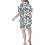 Sea turtle Polynesian Tribal design pattern Kids' Boys' Girls' V-Neck Short Pajama Set