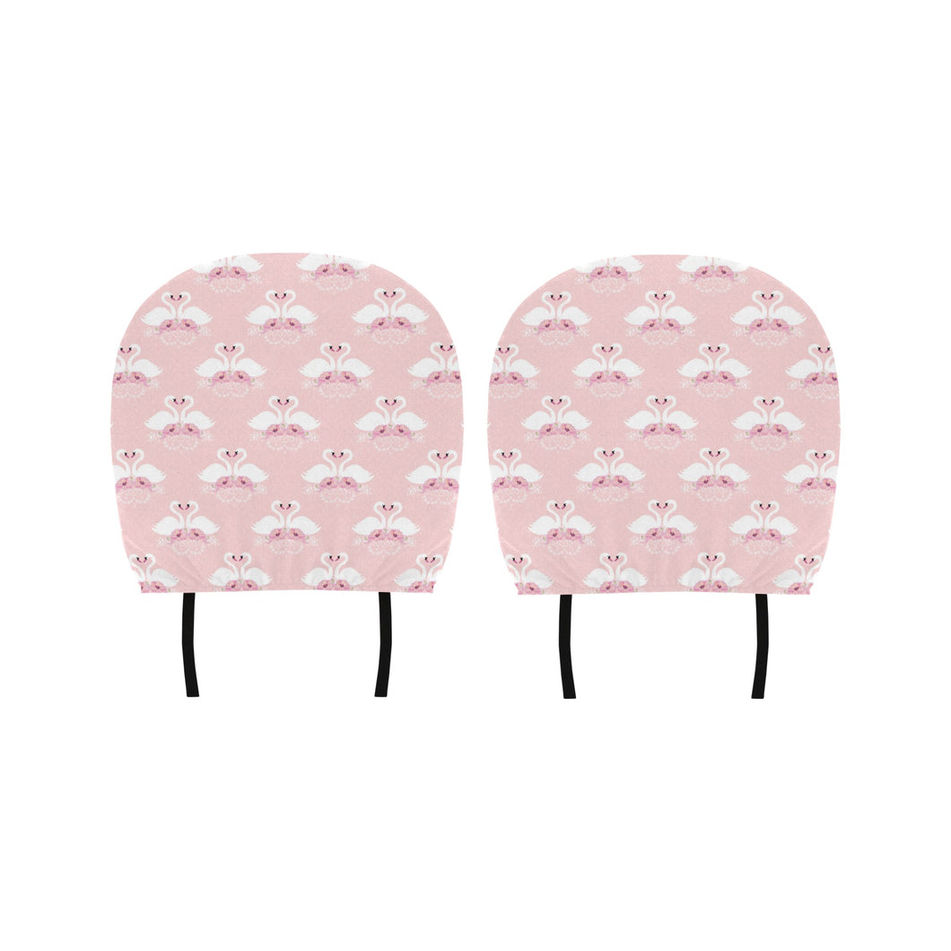 White swan and flower love pattern Car Headrest Cover