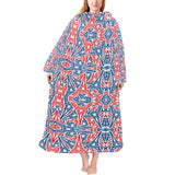 Blue Red Eiffel Tower Pattern Print Design 02 Blanket Robe with Sleeves