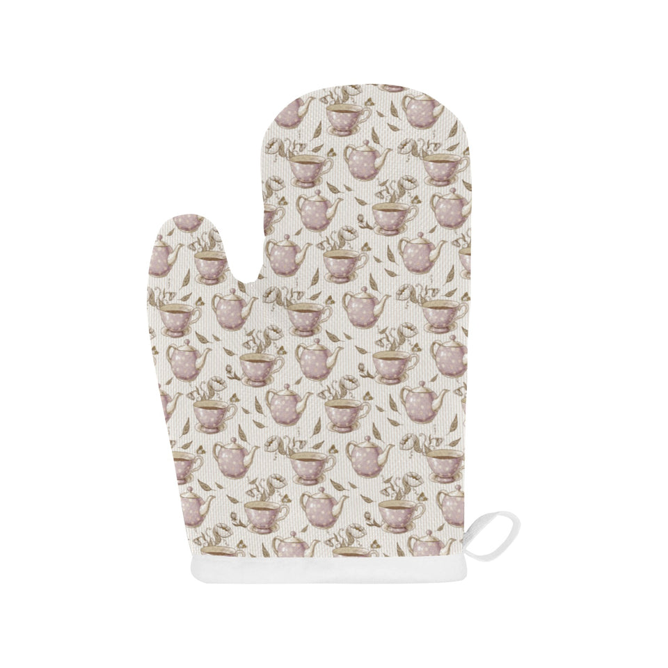 Tea pots Pattern Print Design 03 Heat Resistant Oven Mitts