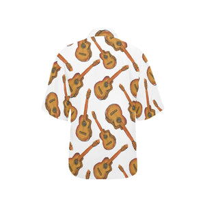 Paint Guitar Pattern Women's All Over Print Hawaiian Shirt